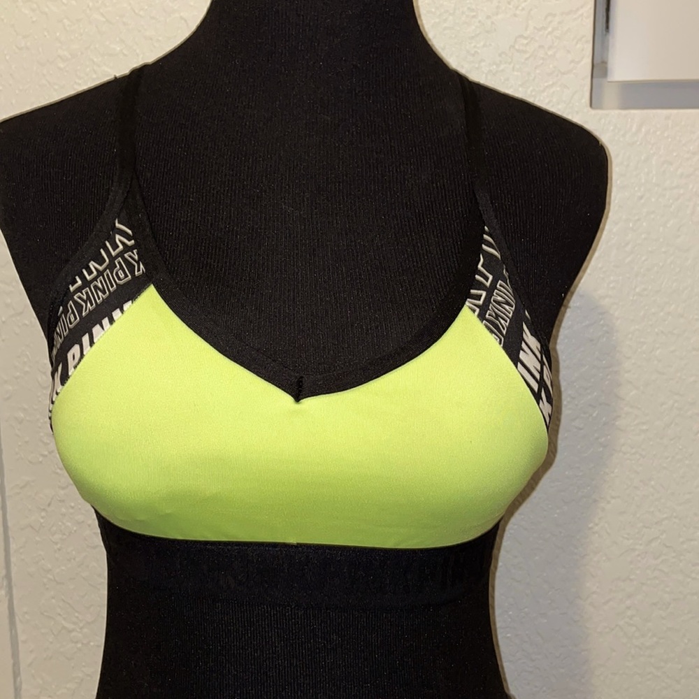 Pink Victoria’s Secret Sports Bra in yellow & Black size Small